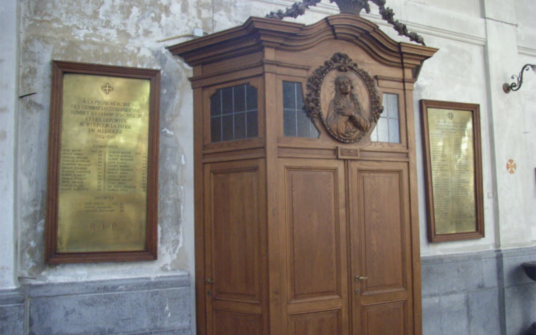 Plaque commémorative Collegiale Ste-begge